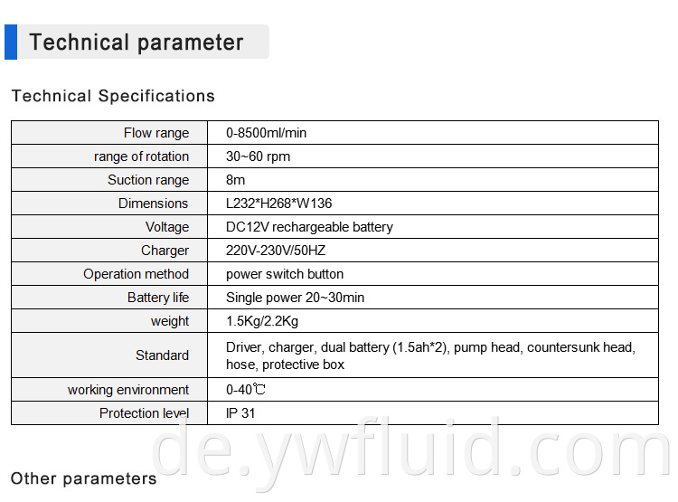 YWFLUID -Handheld -Probenahme Peristaltische Pumpe mit einer Lithiumbatterie für Laborgeräte